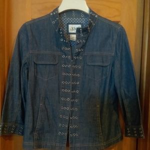 Live A Little Denim  Jacket Shirt Silver Gromets